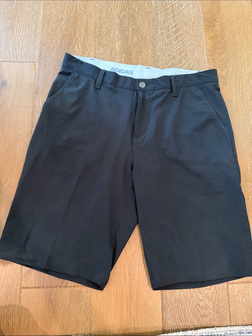 adidas Men’s Black Flat-Front Golf Shorts